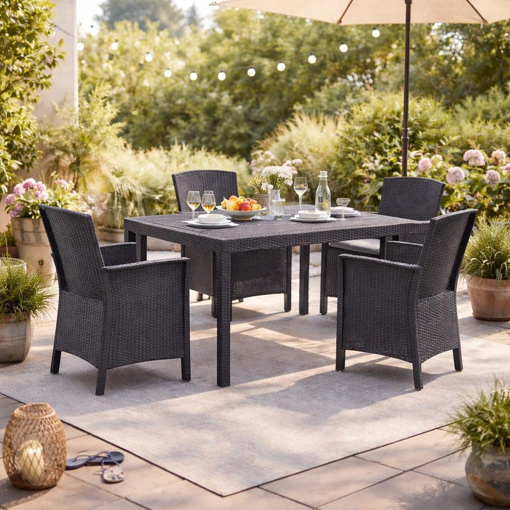 Bica Garten-Essgruppe Lido 5-teilig Anthrazit Rattanoptik Wetterfest - Bild 2