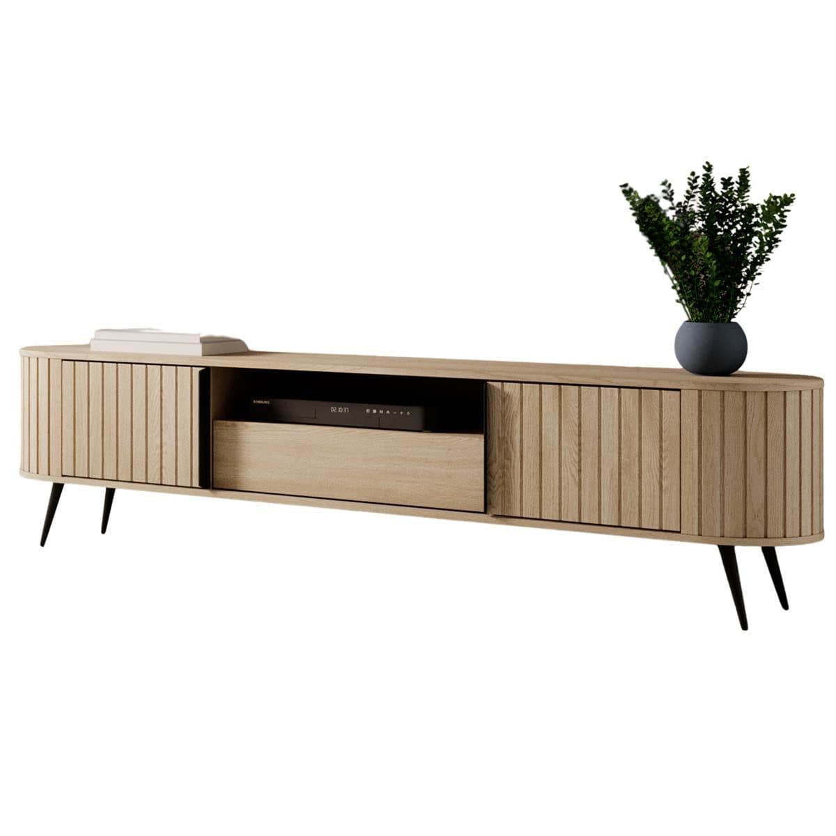 Compleo TV-Schrank 196 cm breit, Lowboard Eiche Japandi Stil KAMA - Bild 2