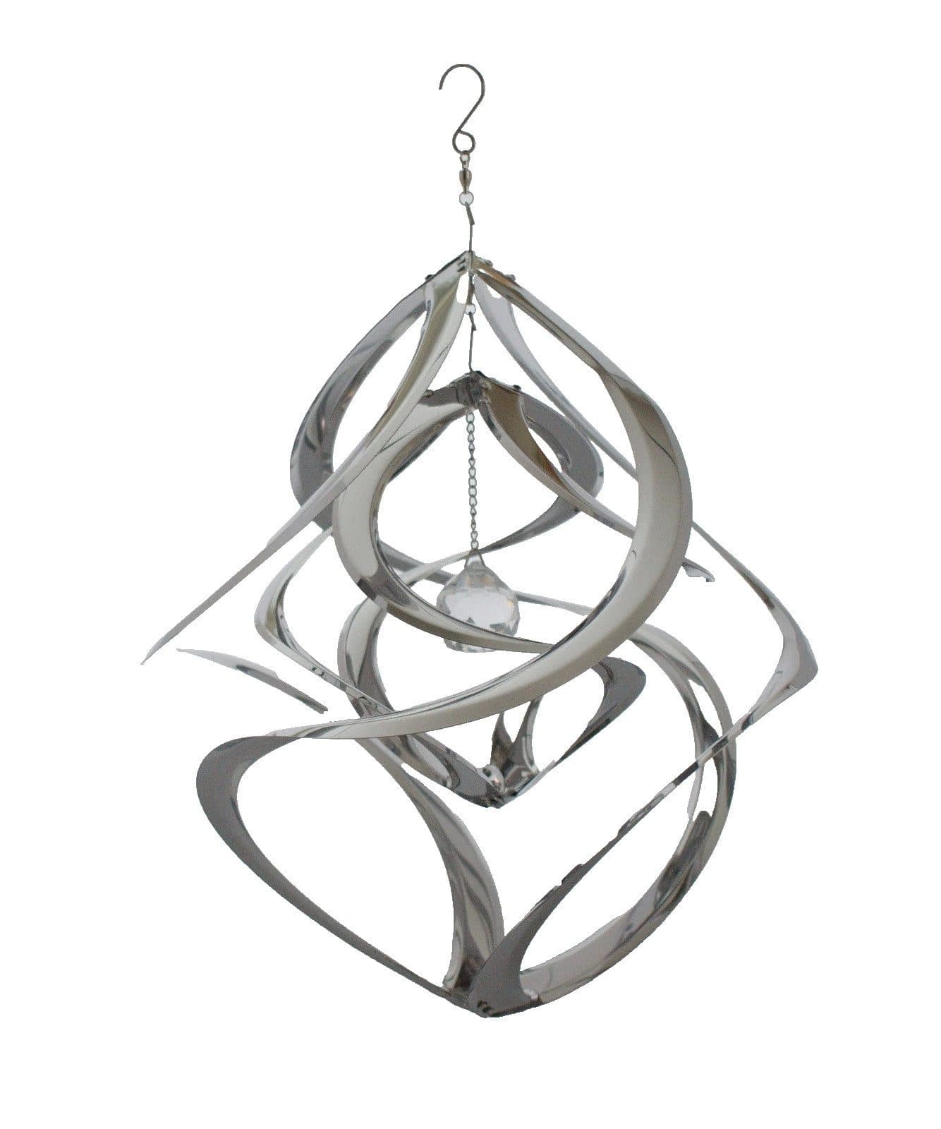 Kaufhaus le petit Windspiel Deko Windspiel doppel Hurrikan Kugel Edelstahl Rostfrei Windrad 44cm