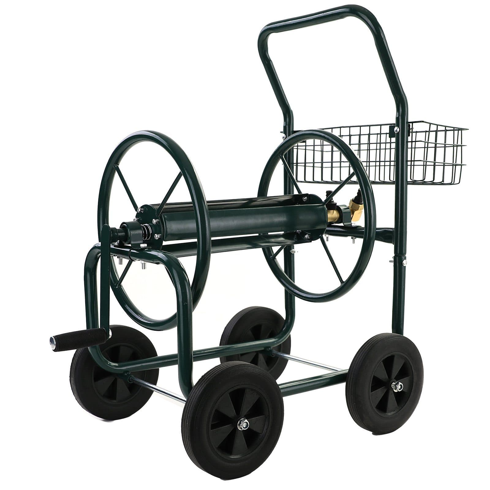 RAMROXX Schlauchwagen Grün mit Ablagekorb bis 60m Gartenschlauch - Bild 2