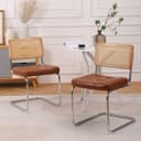 BBG Esszimmerstuhl 2er Set Freischwinger Mid-Century Braun/Schwarz Bild 2