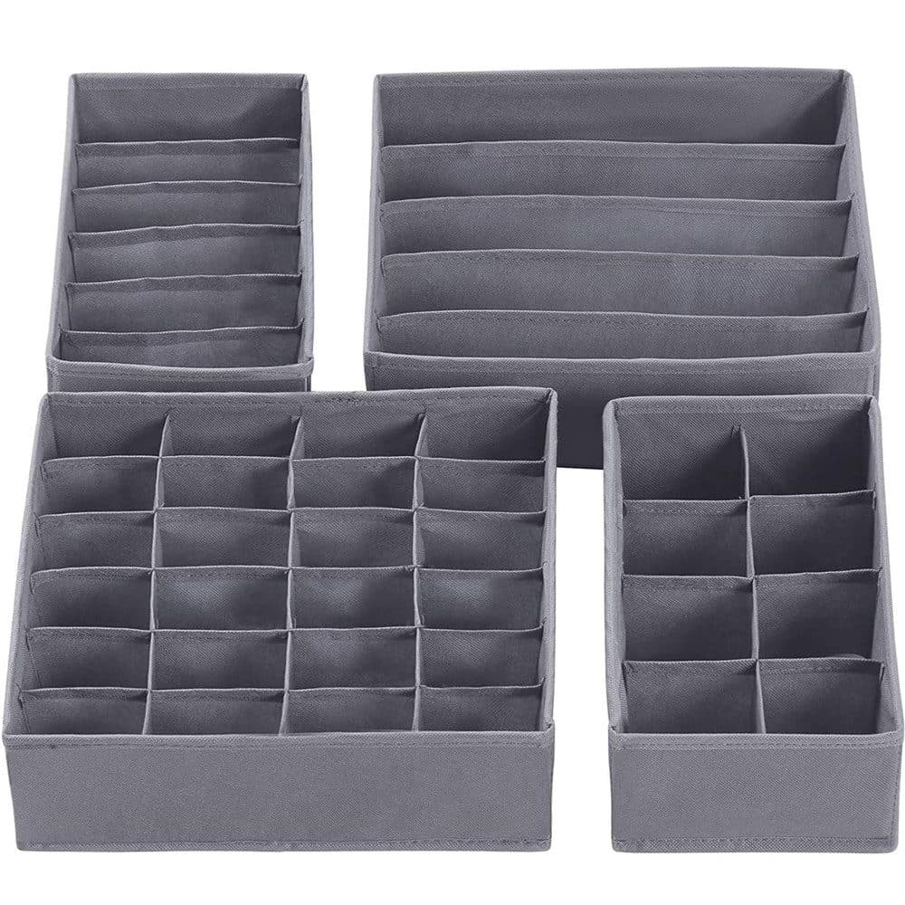 TUWENA Aufbewahrungsbox 4er Set Grau Faltbar Schubladen-Organizer - Bild 2