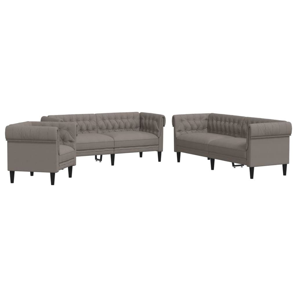 Taupes 3-teiliges Sofas Set aus Stoff