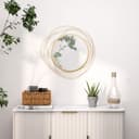 HOMCOM Runder Spiegel 65cm Gold Metallrahmen Wanddekoration Bild 2
