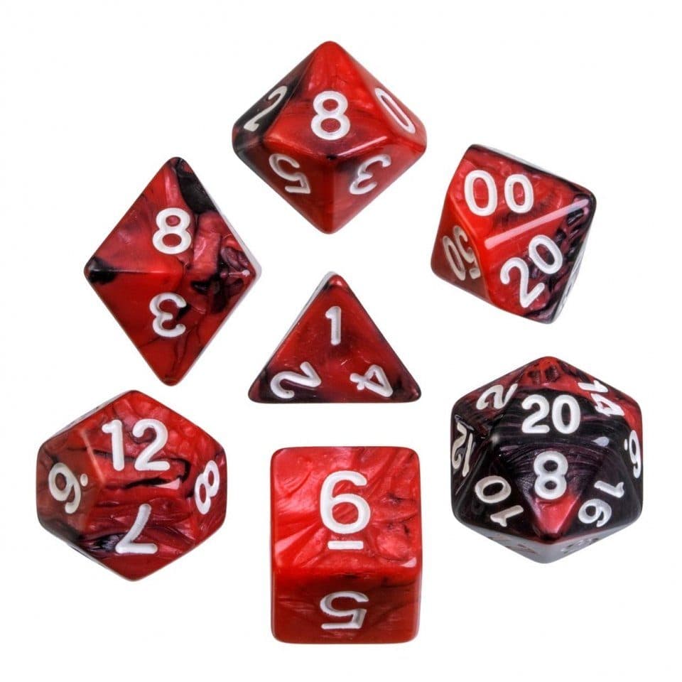 Philos Spielwürfel Set 7-tlg. Rot/Schwarz Kunststoff Mehrseitig