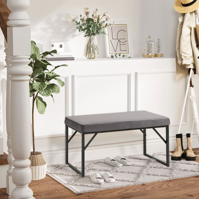 Dunkelgraue Polsterbank "French Velvet" - Sitzbank für Flur & Schlafzimmer