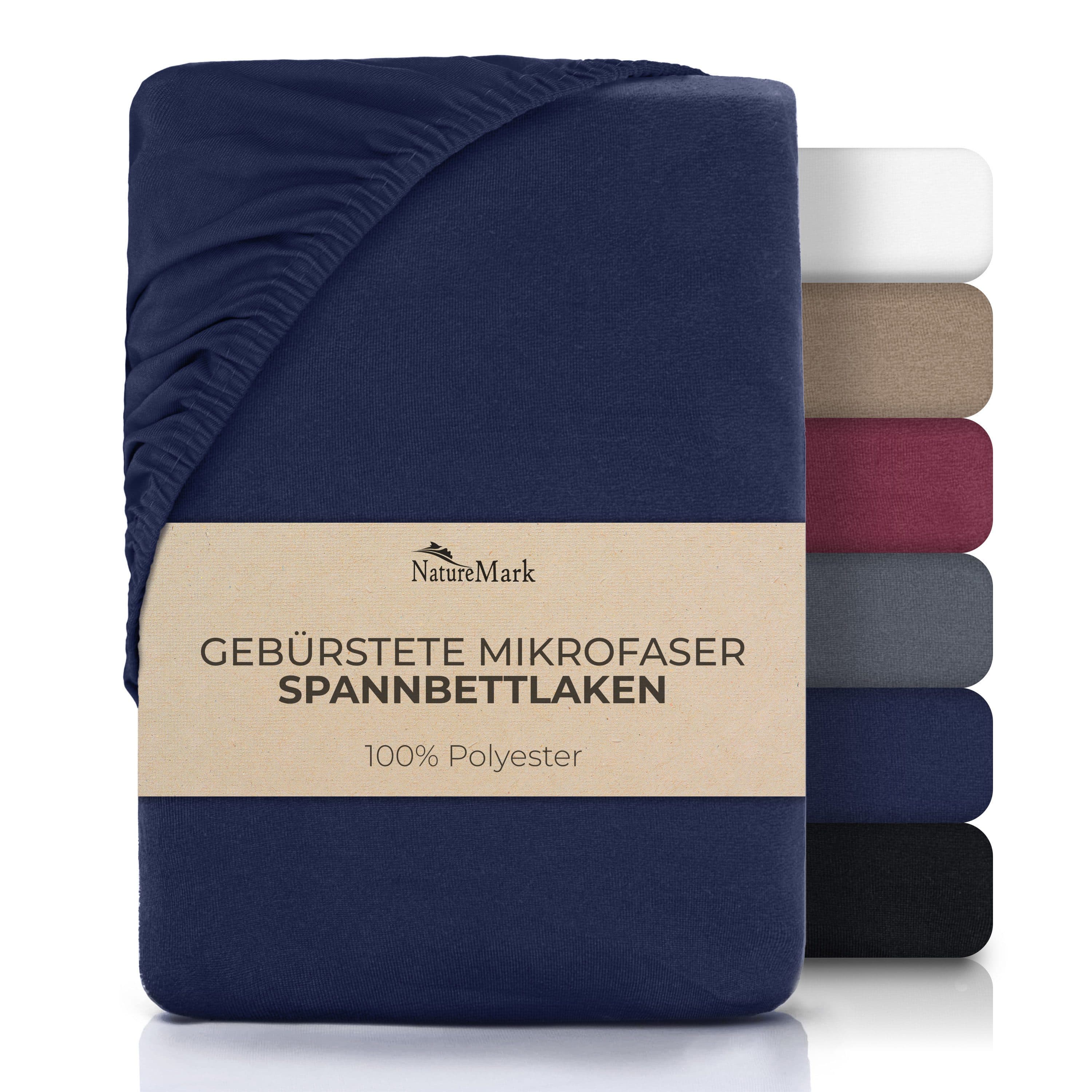 NatureMark Spannbettlaken Mikrofaser Polyester Gummizug Navy - Bild 2
