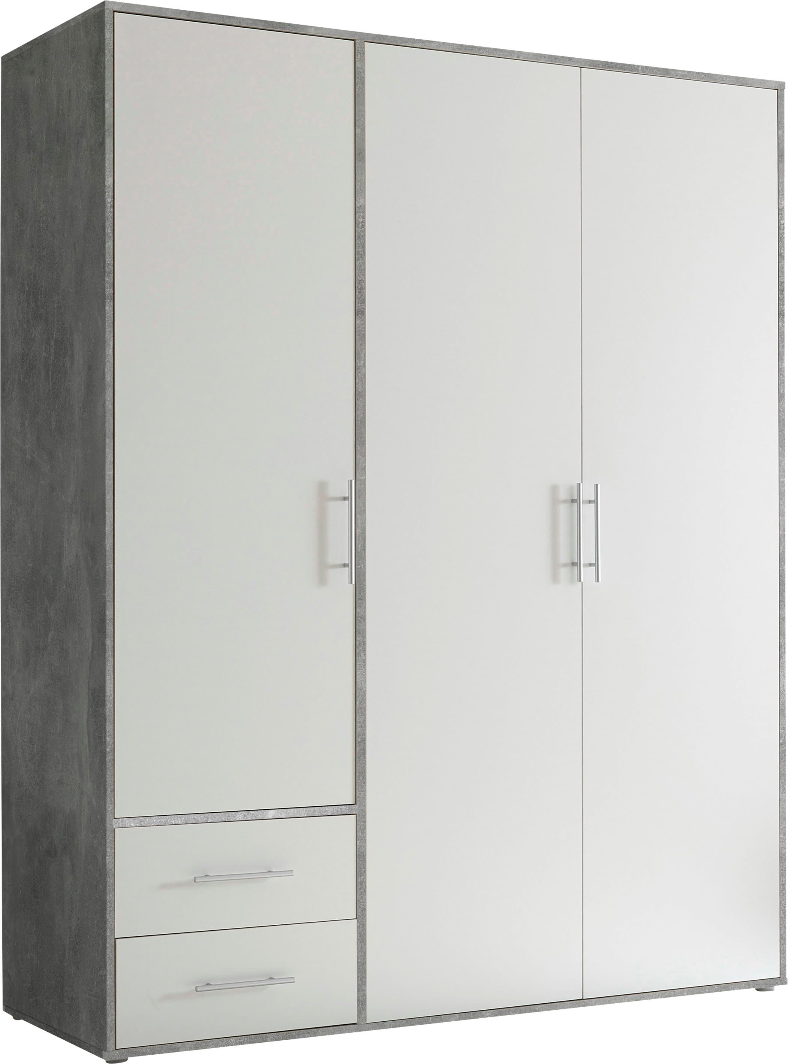 Schlafkontor Valencia Kleiderschrank 3-türig Weiß Betonoptik - Bild 2