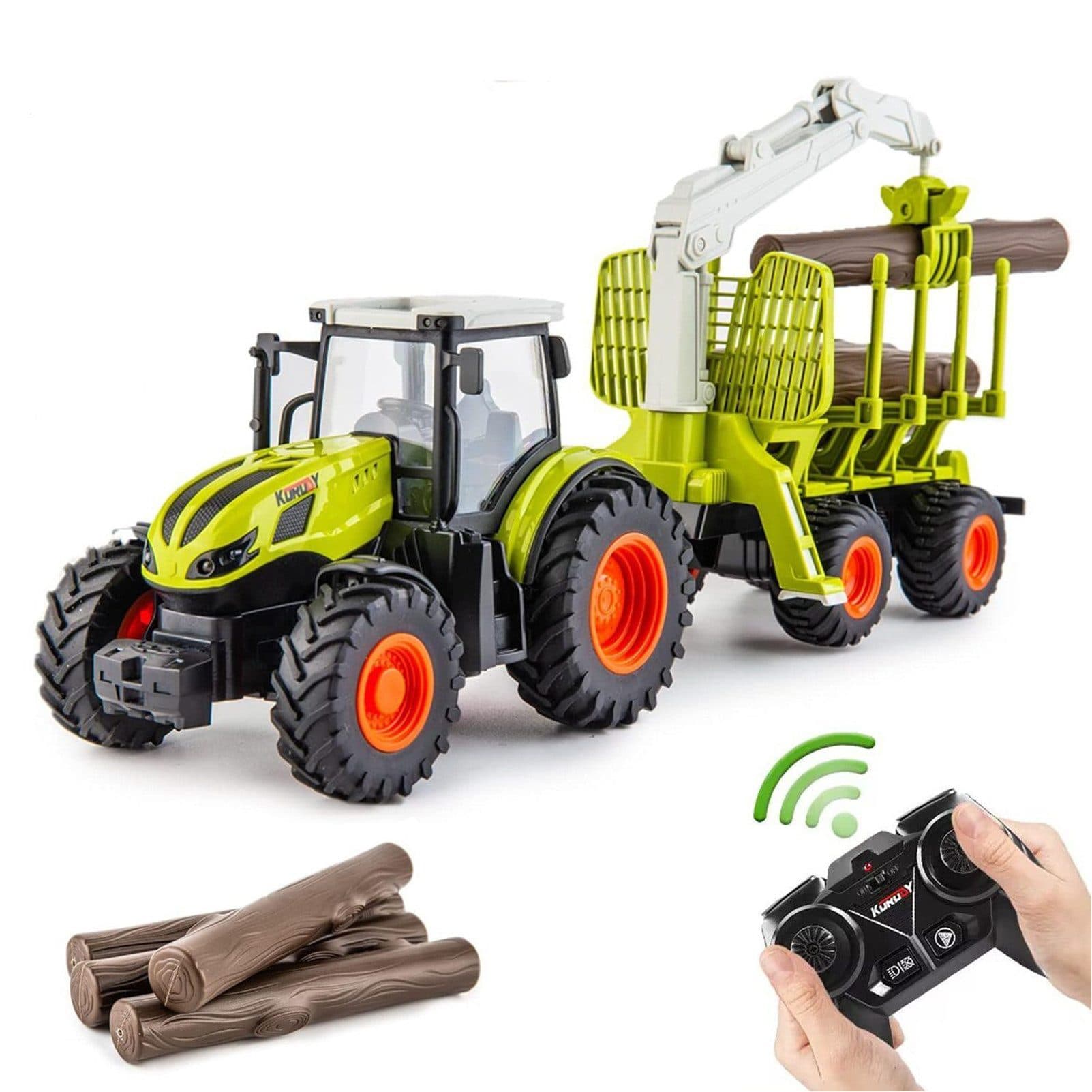 Esun RC-Traktor Ferngesteuert mit Anhänger, Grün ABS-Kunststoff - Bild 2