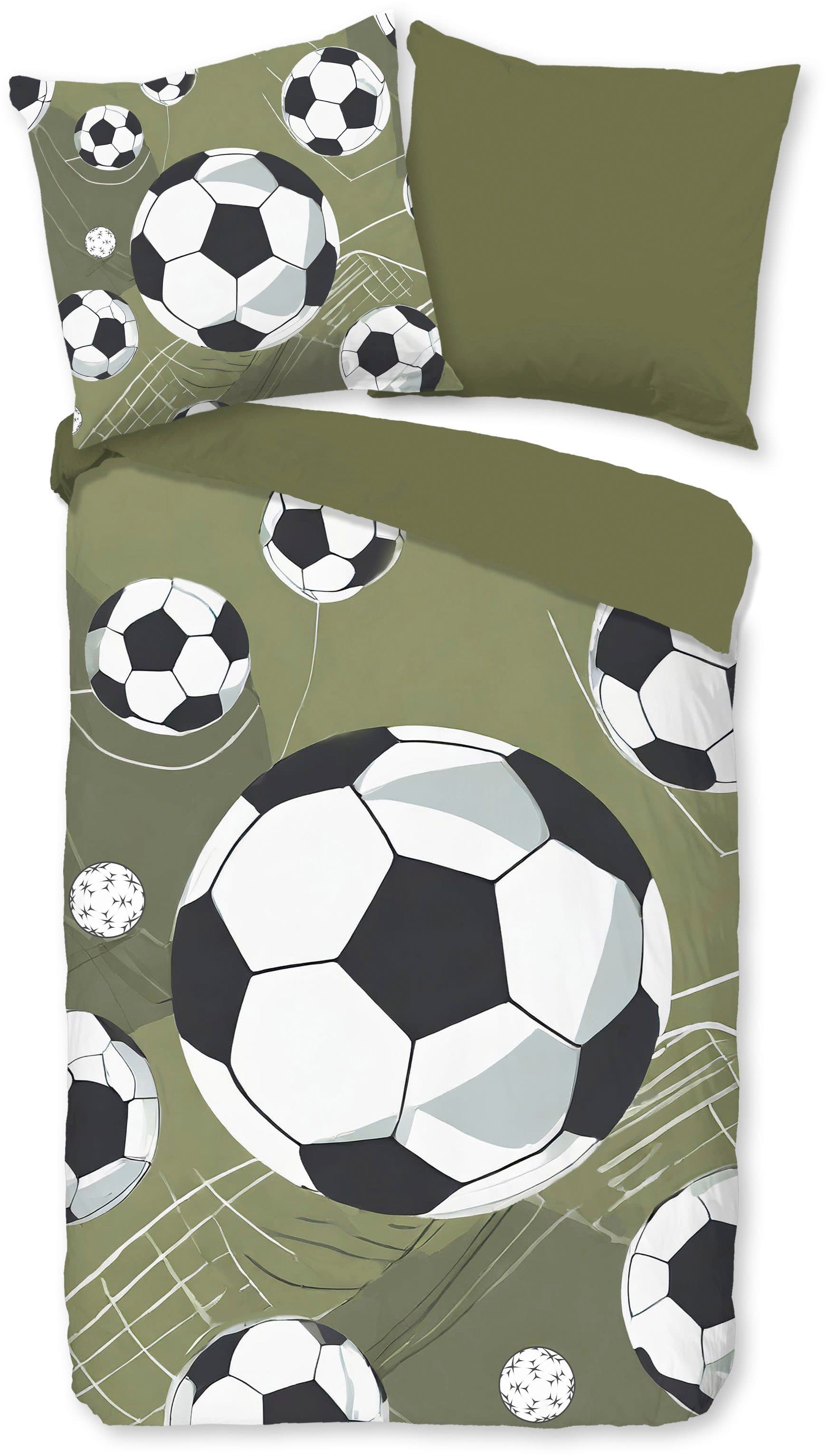 PURE luxury Collection Kinderbettwäsche Daan Grün Fußball Mikrofaser - Bild 2