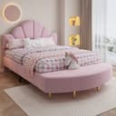 MODFU Polsterbett Rosa mit Bettbank und Samtkopfteil Bild 2