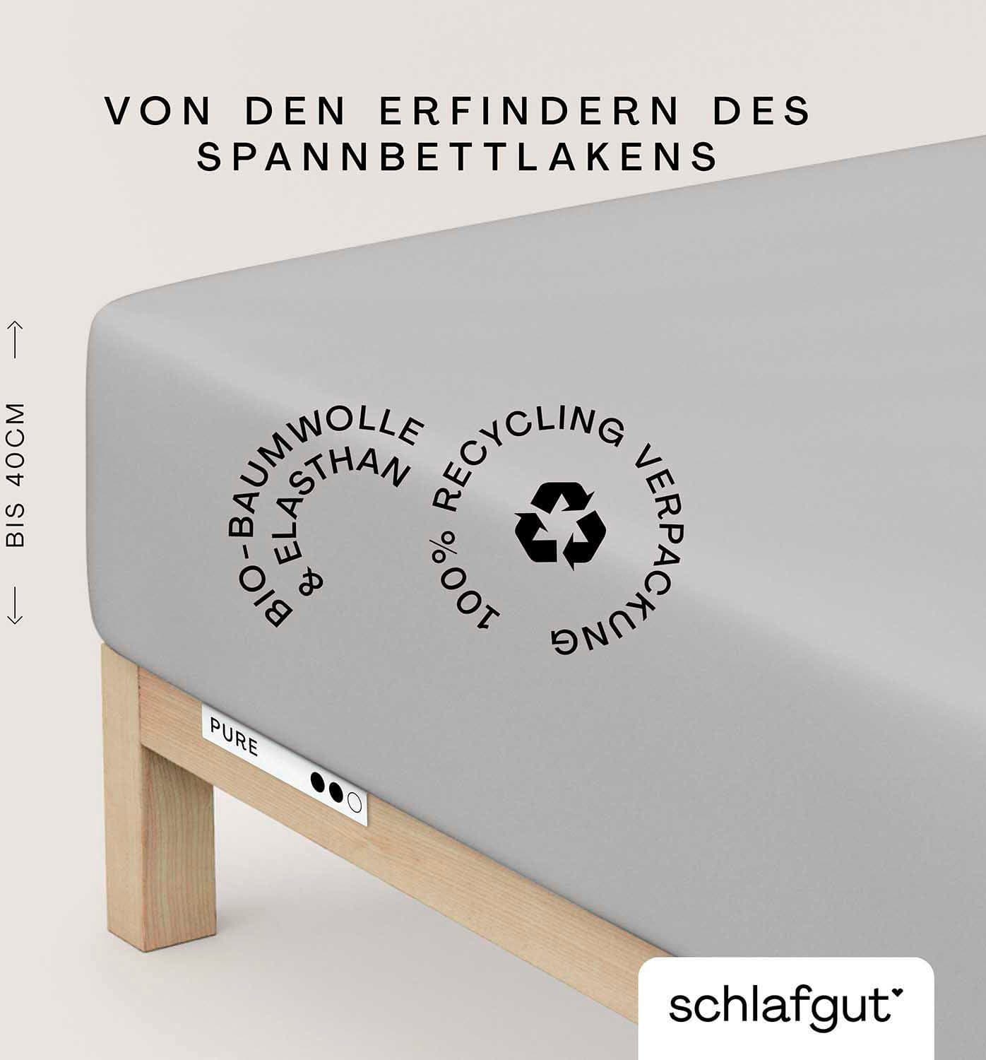 Schlafgut Spannbettlaken PURE Boxspring Bio-Baumwolle Grau Light - Bild 2