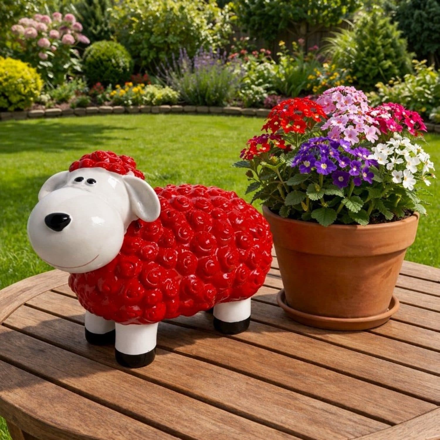 Online-Fuchs Gartenfigur Schaf Rot Wetterfest 20 cm - Bild 2