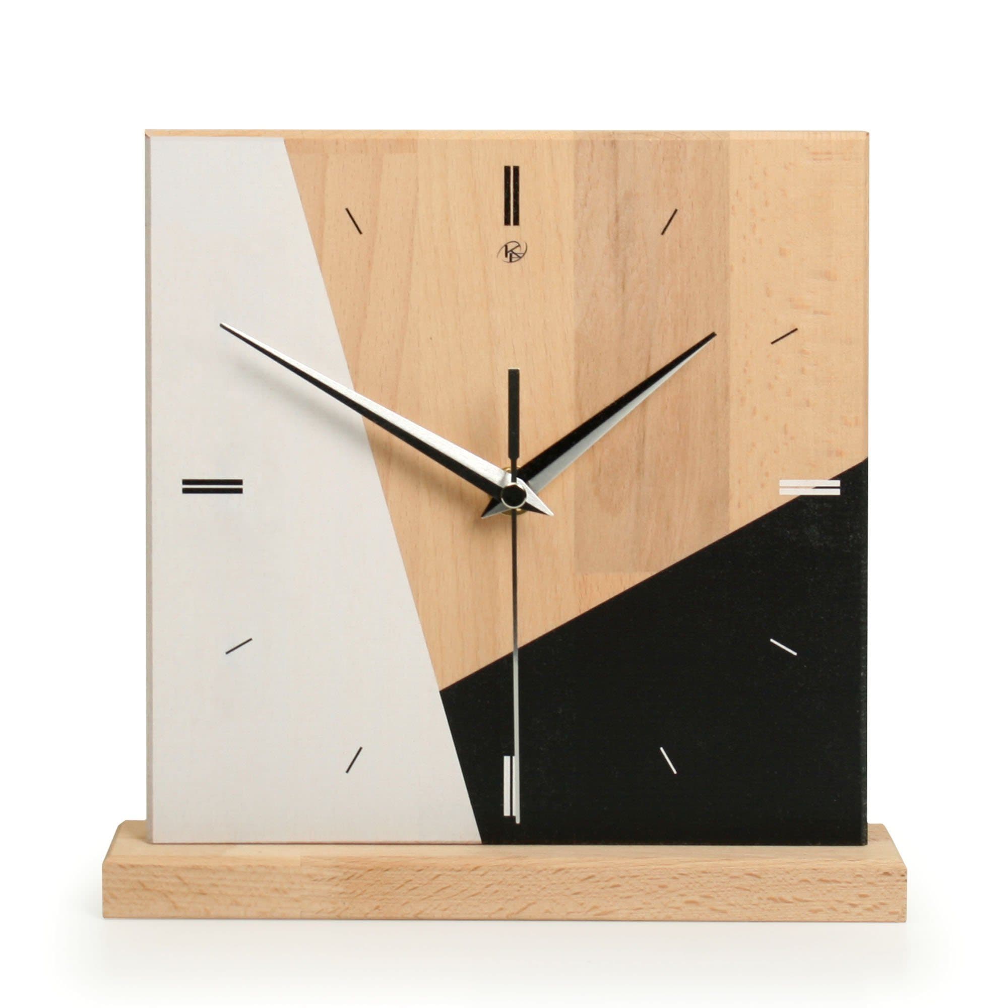 Kreative Feder Standuhr Triangle Massivholz Schwarz Silber - Bild 2