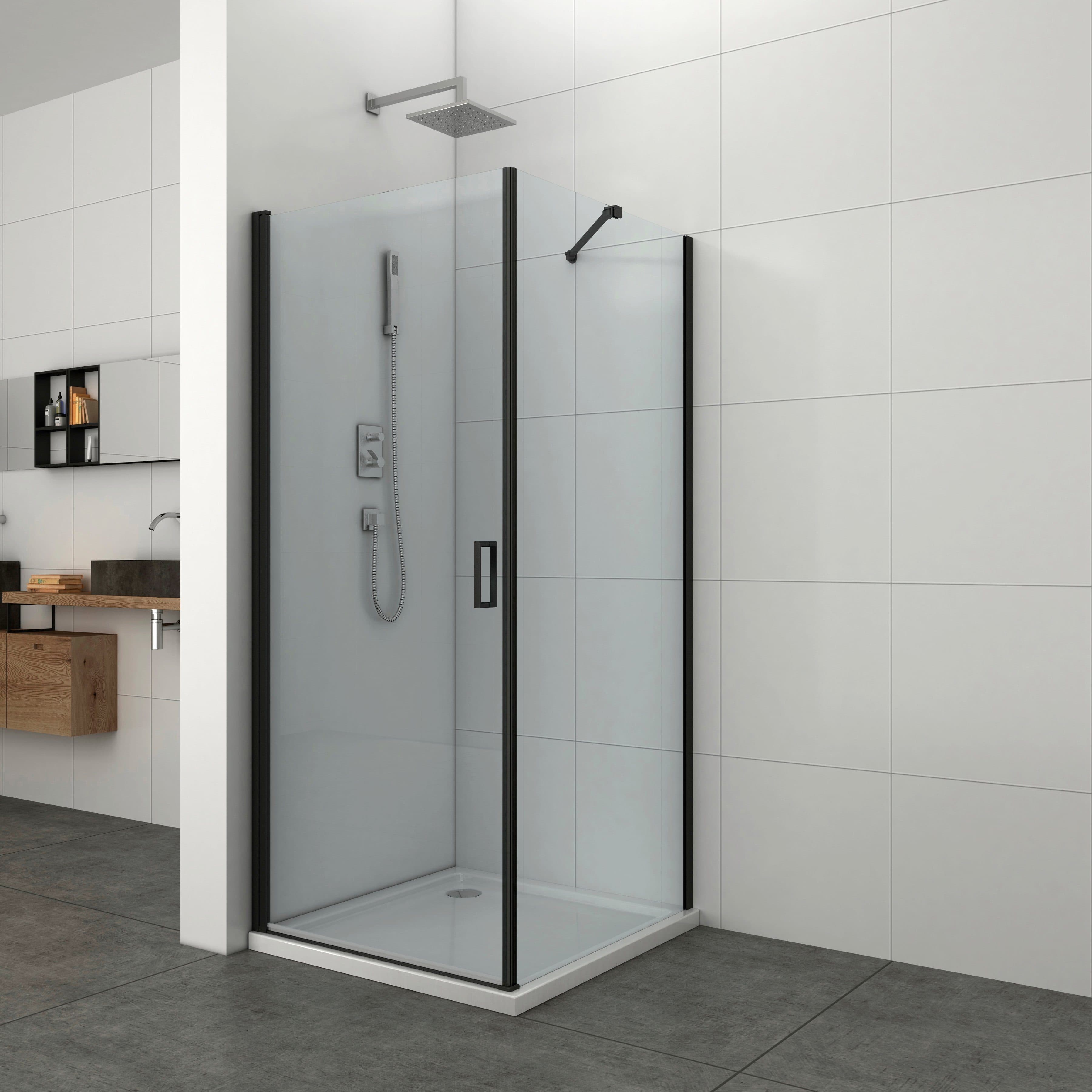 WELLTIME Eckdusche Florenz Black mit Drehtür - Bild 2