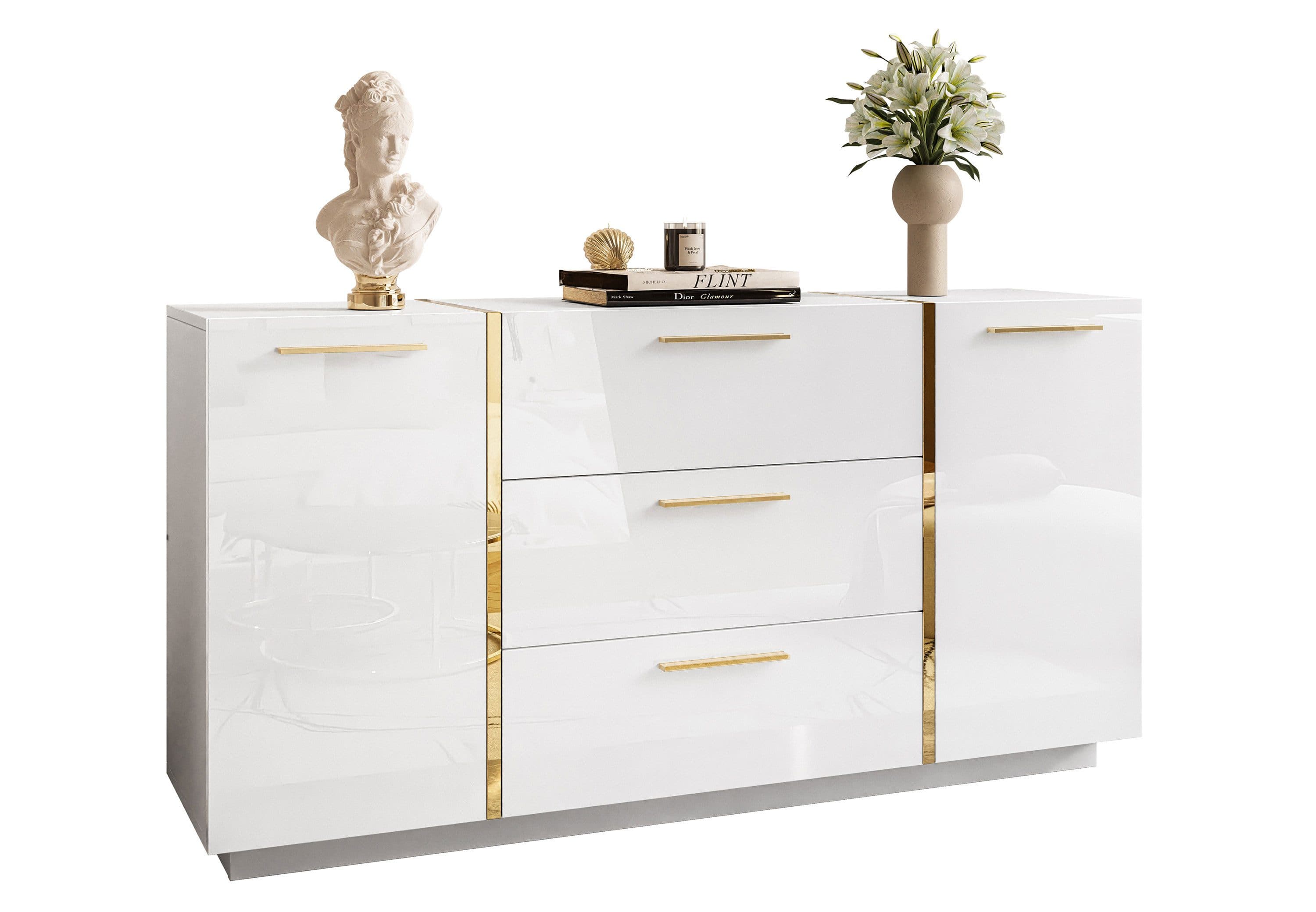 Lookway Kommode ONYX Hochglanz mit Goldgriffen - Bild 2