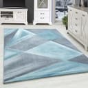 SIMPEX24 Teppich Geometrisch Design Blau Kurzflor Bild 2