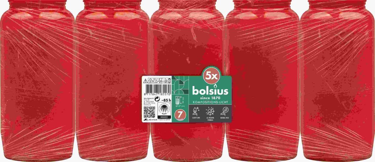 Bolsius Grabkerze Kompositionslicht Rot 5er Pack