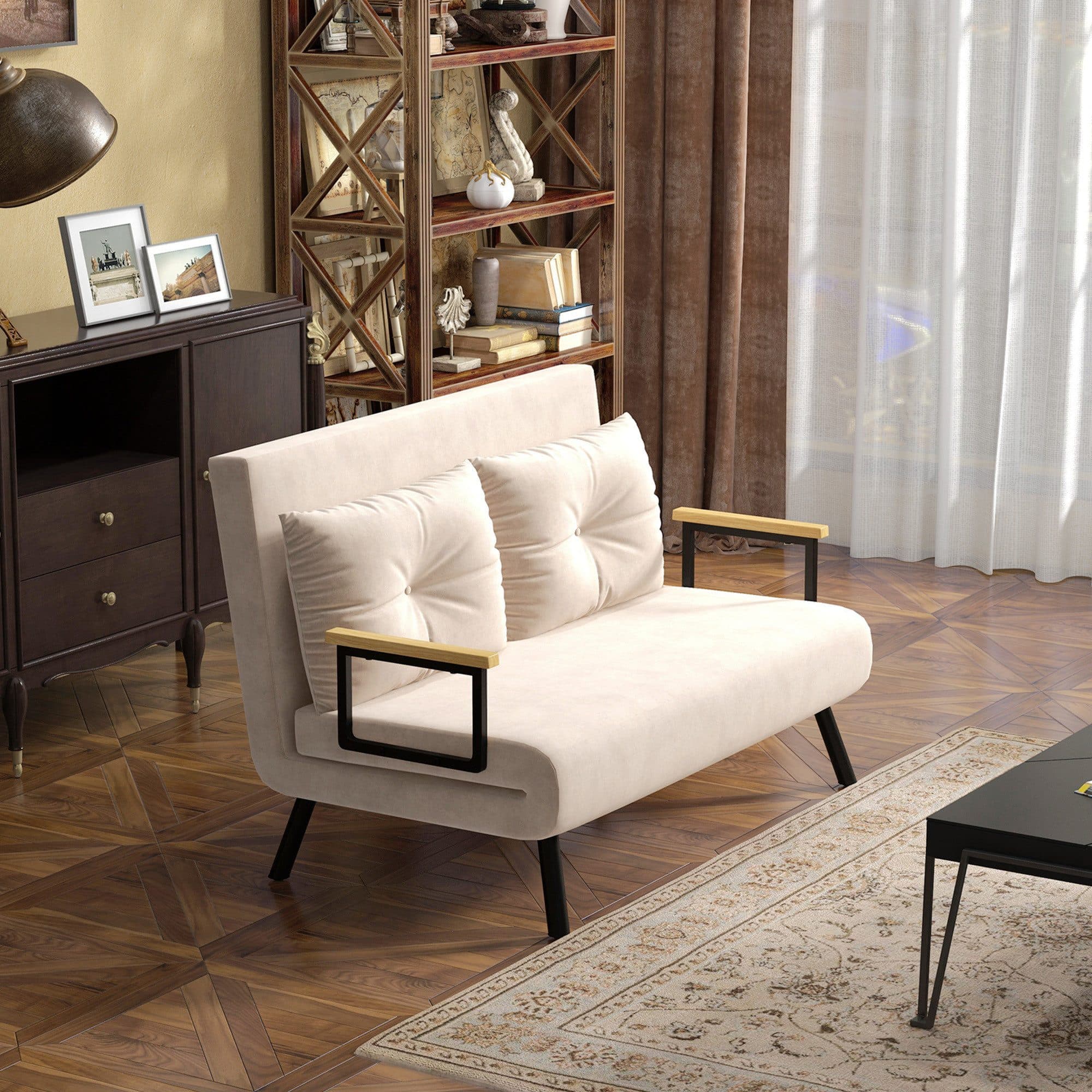 HOMCOM Schlafsofa Relaxsessel Beige mit Bettfunktion - Bild 2