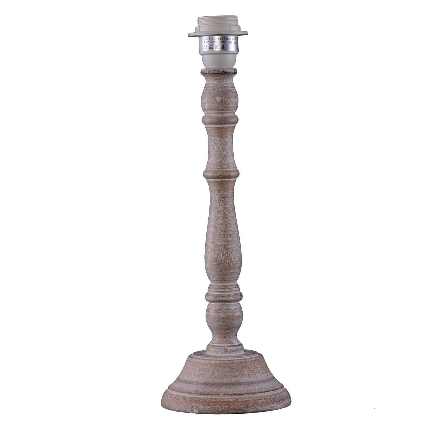 Dirk Davids Leuchten GmbH Tischleuchte Holz Antik Weiß Gewischt Tischlampe 1745530, E27