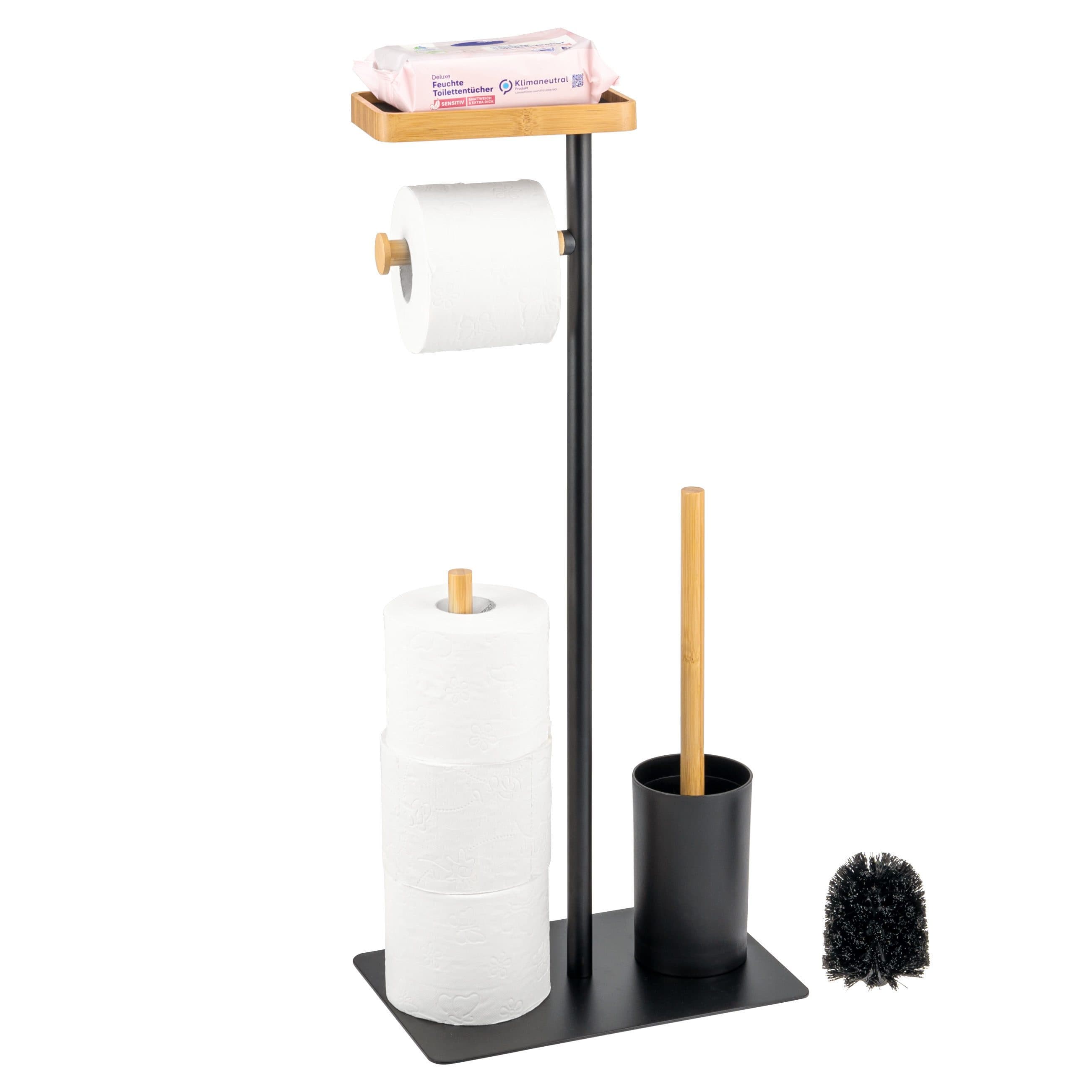 eluno WC-Garnitur Stand-WC 4in1 Schwarz Metall Bambus - Bild 2
