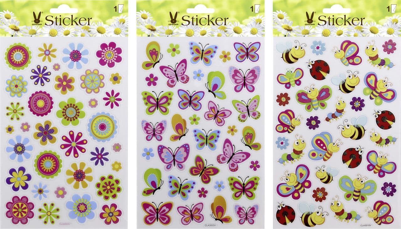 Rodermund Osterfigur Sticker Blumen/Schmetterlinge Papier Bunt