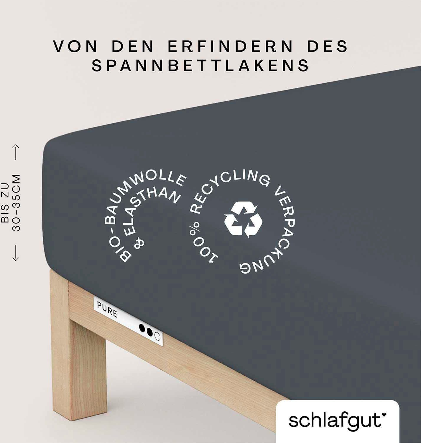 Schlafgut Spannbettlaken PURE Bio-Baumwolle Grau Jersey - Bild 2