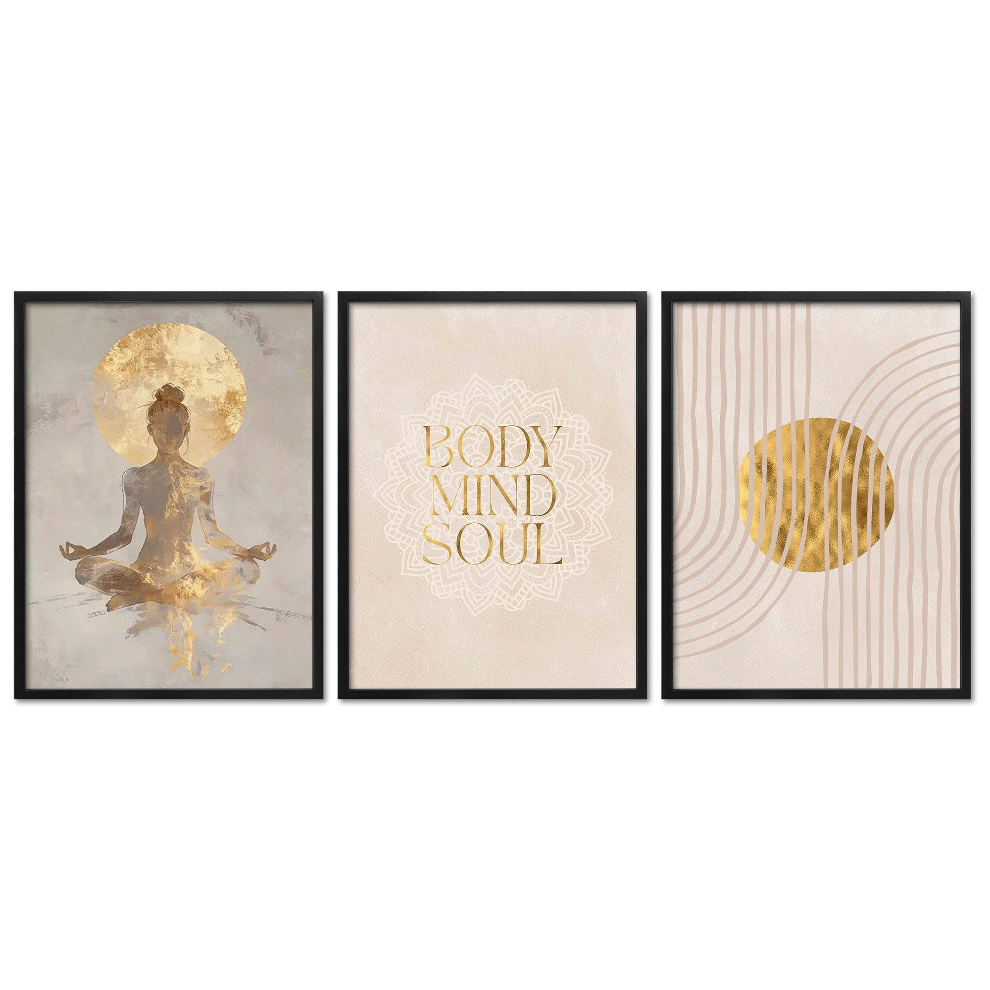 ARTFAVES Poster Set Yoga Spirit Trio 3-teilig Gold Beige - Bild 2