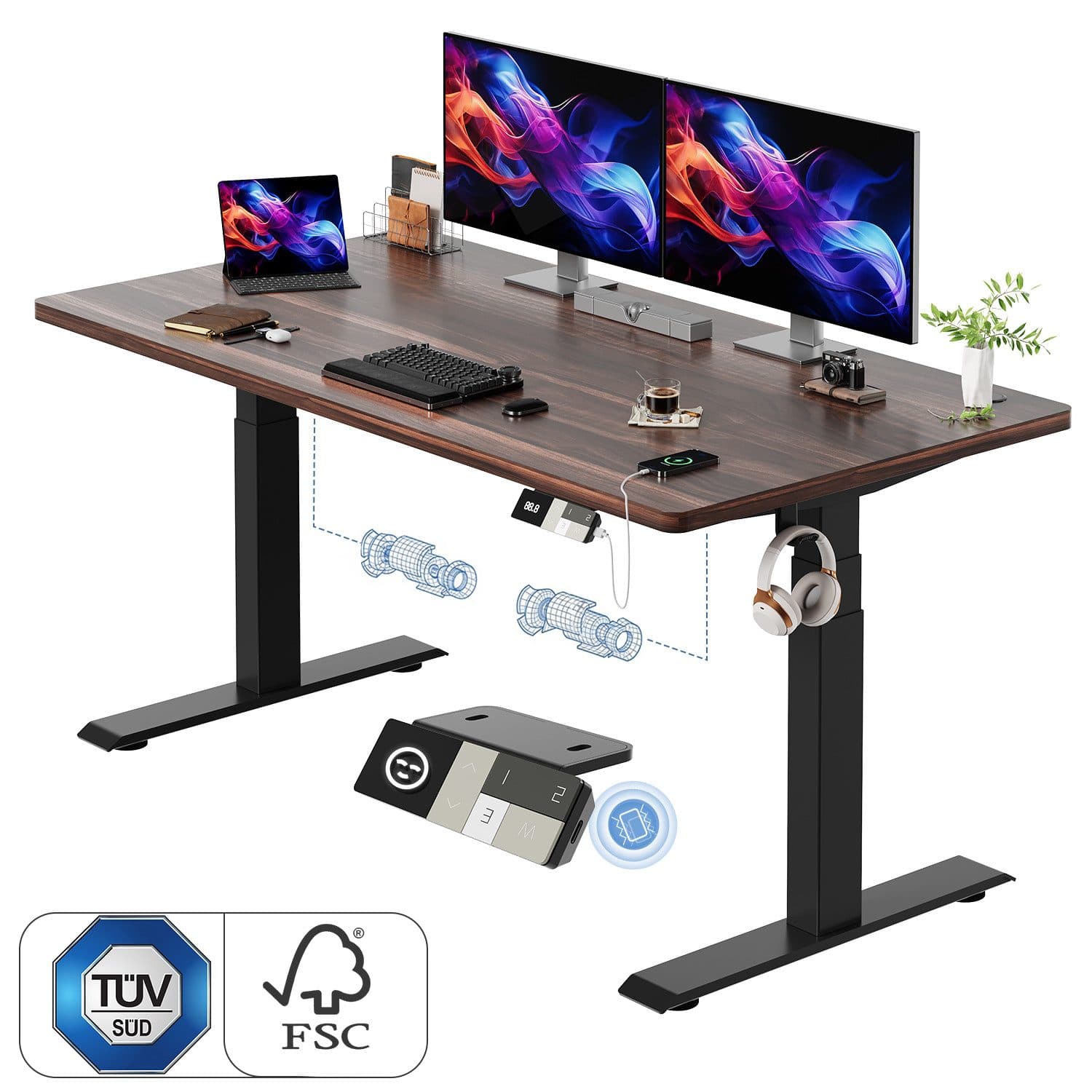 HOMALL Elektrischer Höhenverstellbarer Schreibtisch 25mm Tischplatte