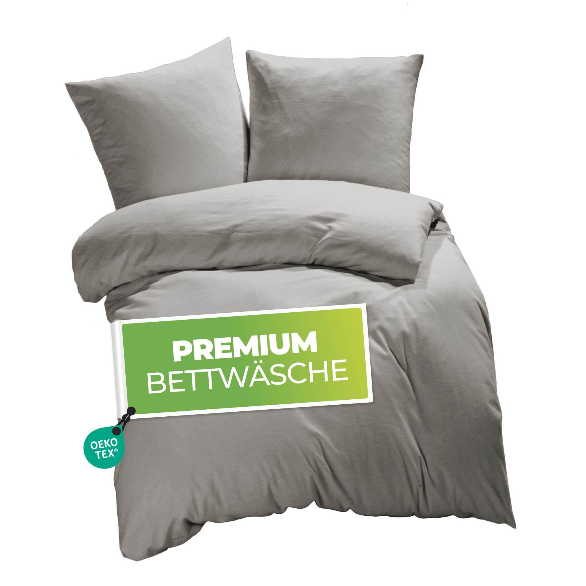 etérea Premium Jersey Bettwäsche Grau Federmuster 2-teilig - Bild 2