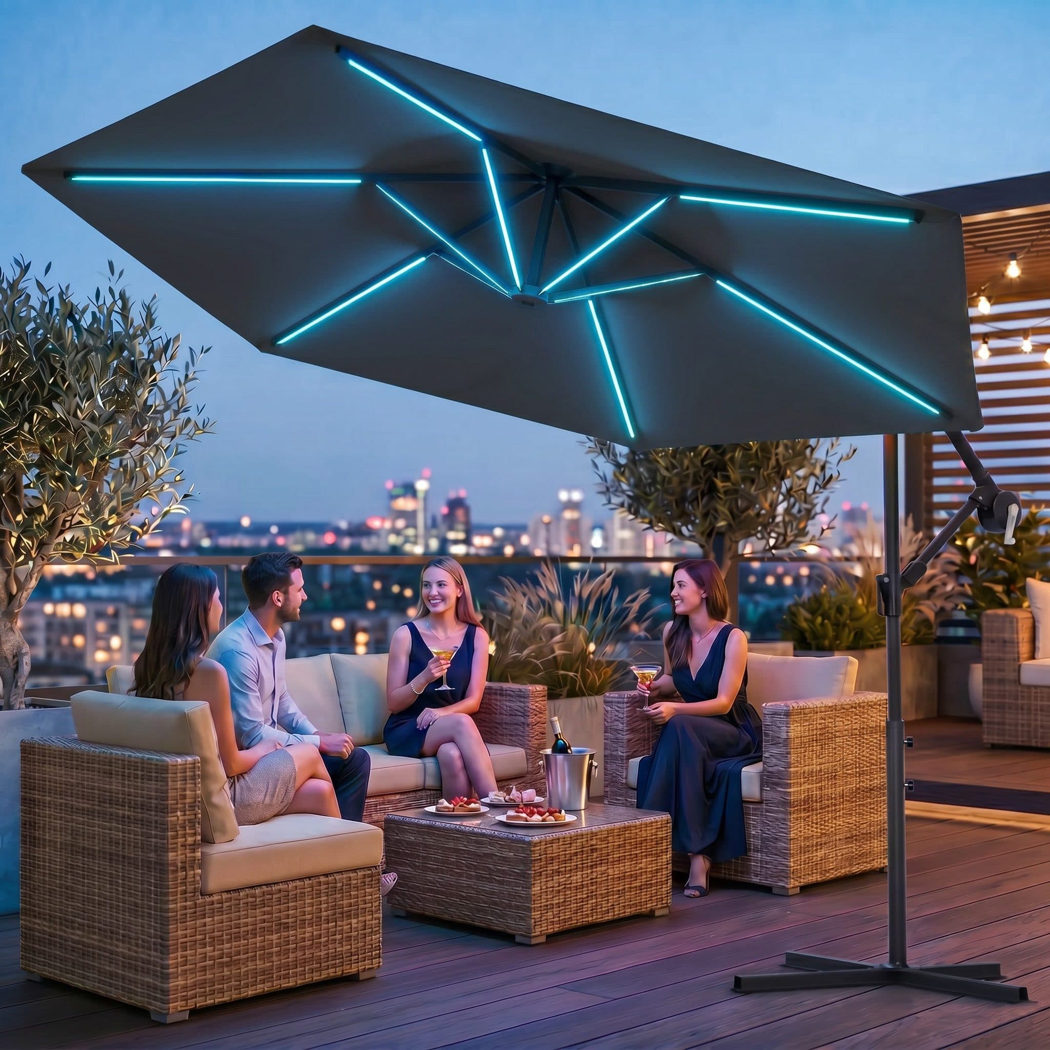 Swing&Harmonie LED Sonnenschirm 300cm RGB Anthrazit - Bild 2