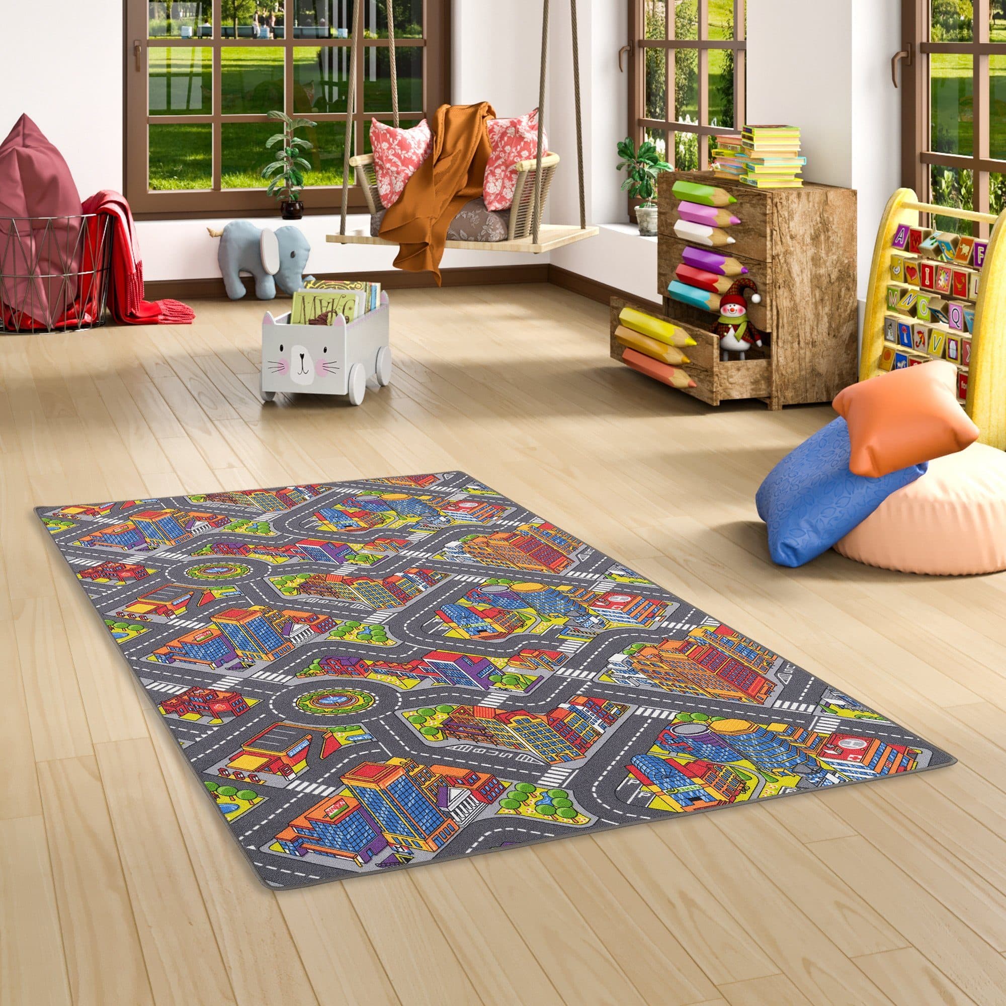 Snapstyle Kinderteppich Hellgrau Straßenmotiv - Bild 2