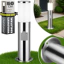 monzana Gartenleuchte Edelstahl IP44 mit Steckdose Silber Bild 2