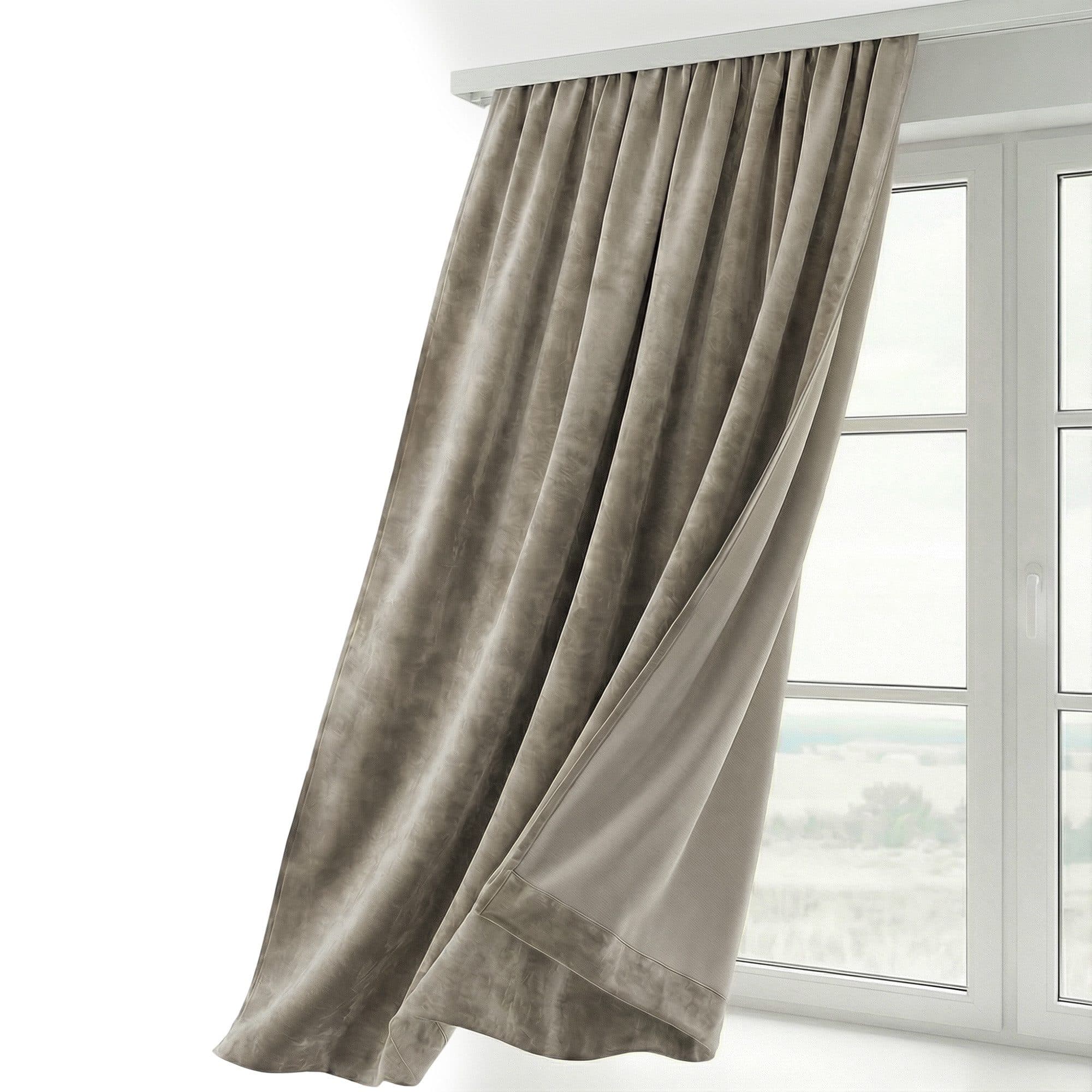 Beautex Verdunkelungsvorhang Samt Kräuselband Taupe Abdunkelnd - Bild 2