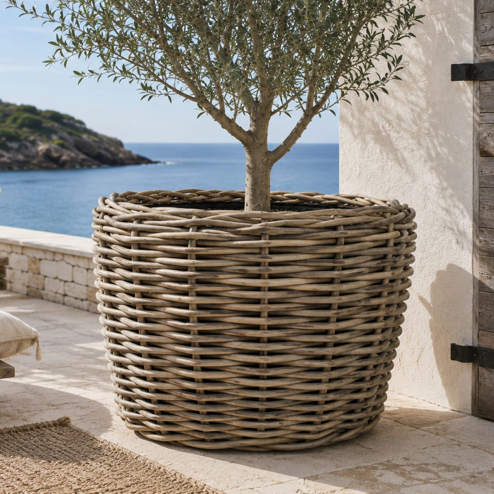 Van der Leeden Blumentopf 130L Pflanzkorb Rattan 83x59cm Drypot - Bild 2