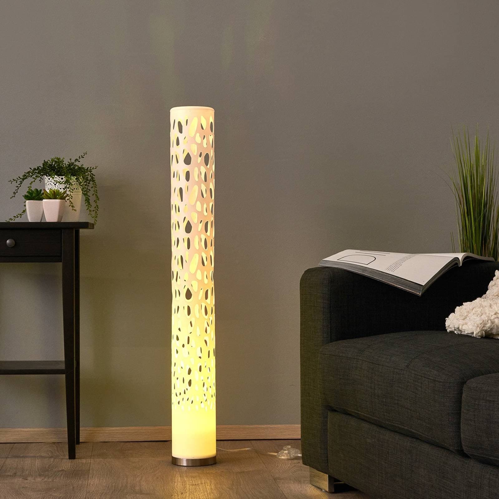 Lindby LED Stehlampe Alisea Dimmbar RGB Weiß Nickel Satiniert - Bild 2