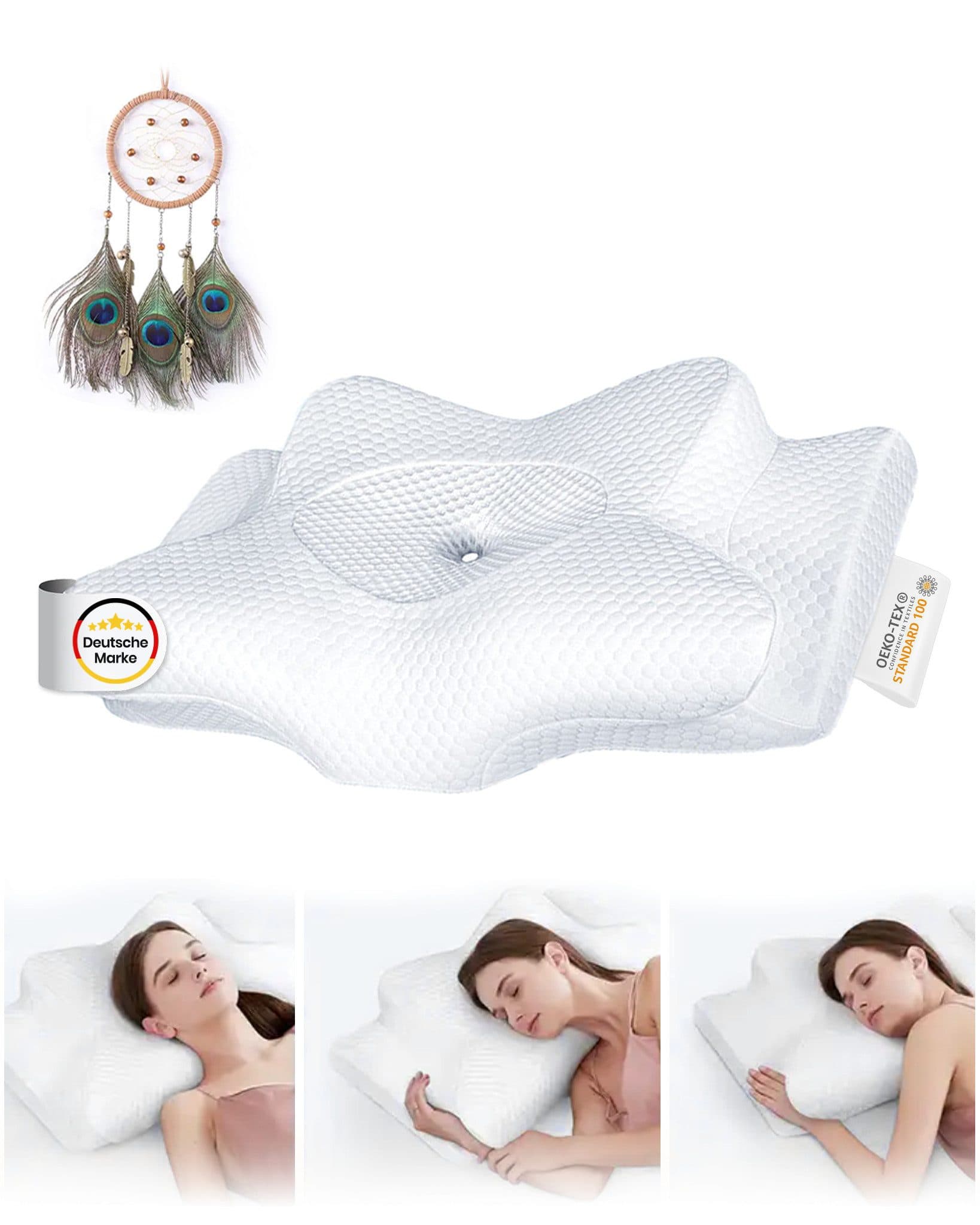 ANUK Schlafkissen Ergonomisches Memory Foam Kissen Weiß Allergikerfreundlich - Bild 2
