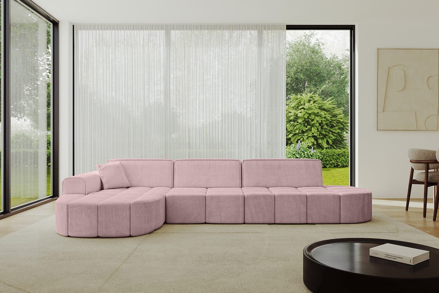 ALTDECOR Ecksofa Livo-L2 Rosa Cord L-Form - Bild 2