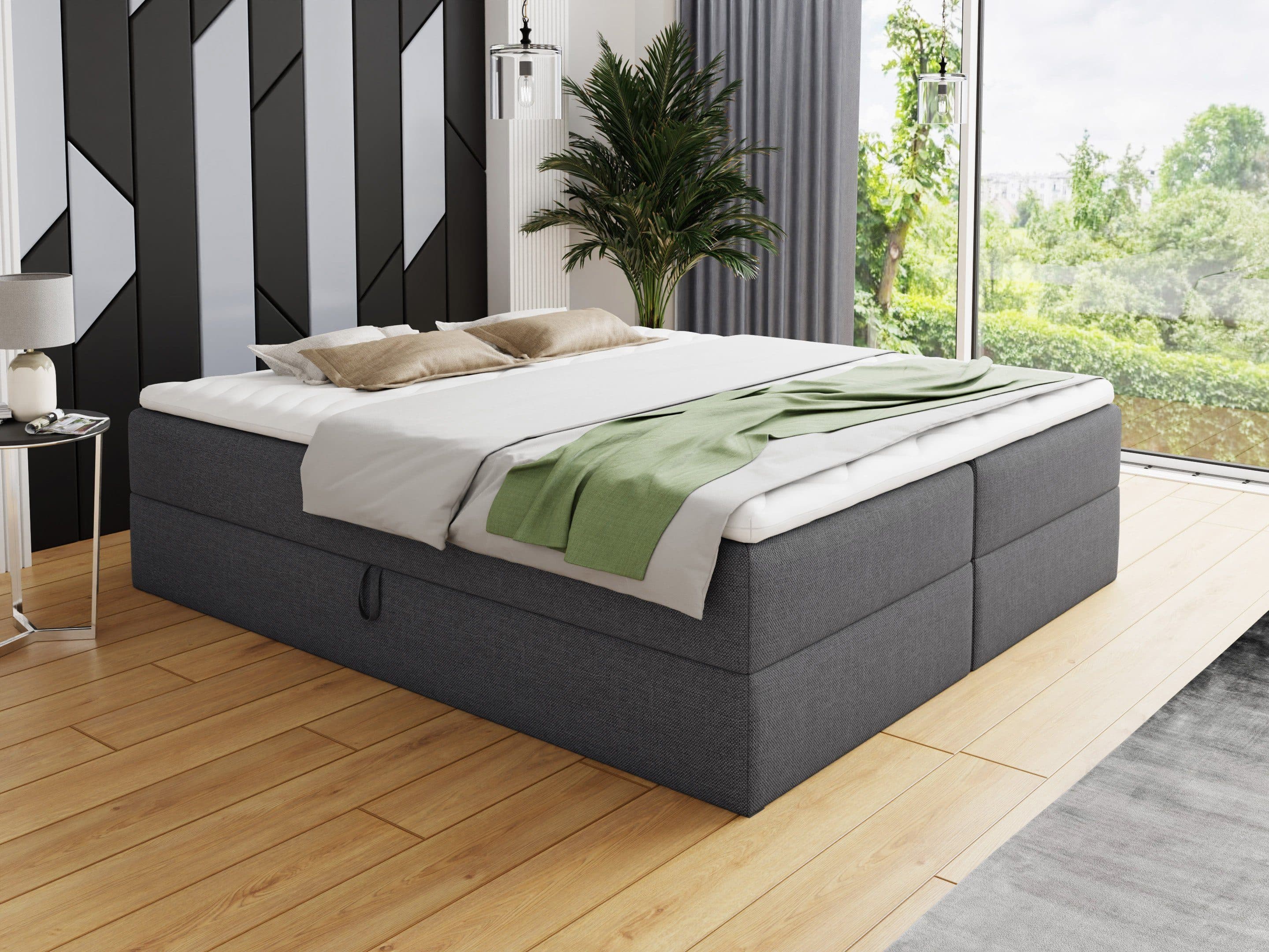 Sofnet Boxbett Base Grau mit Bettkästen und Bonell-Matratze - Bild 2