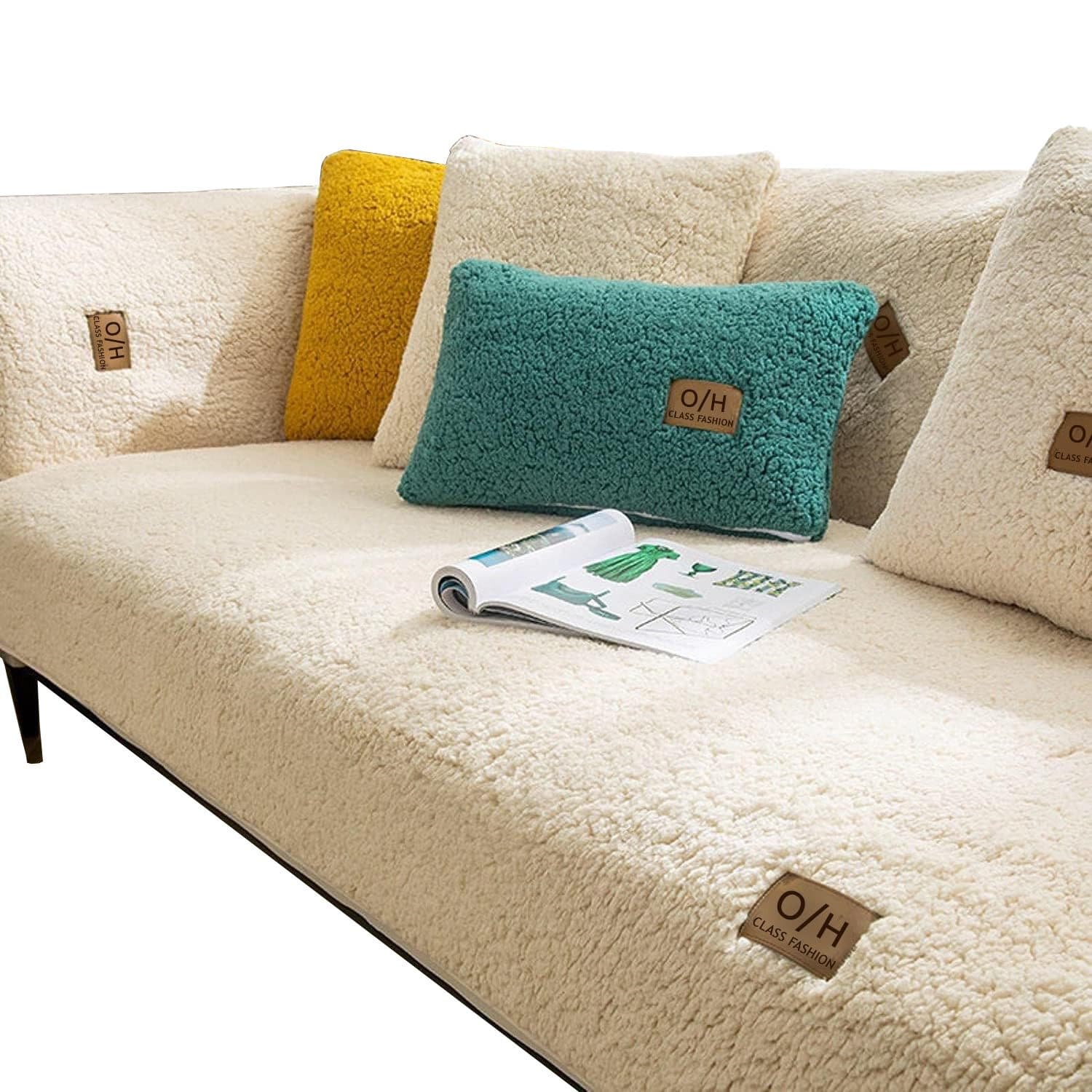 Diwzbyn Sofaschoner Beige Samt Anti-Rutsch - Bild 2