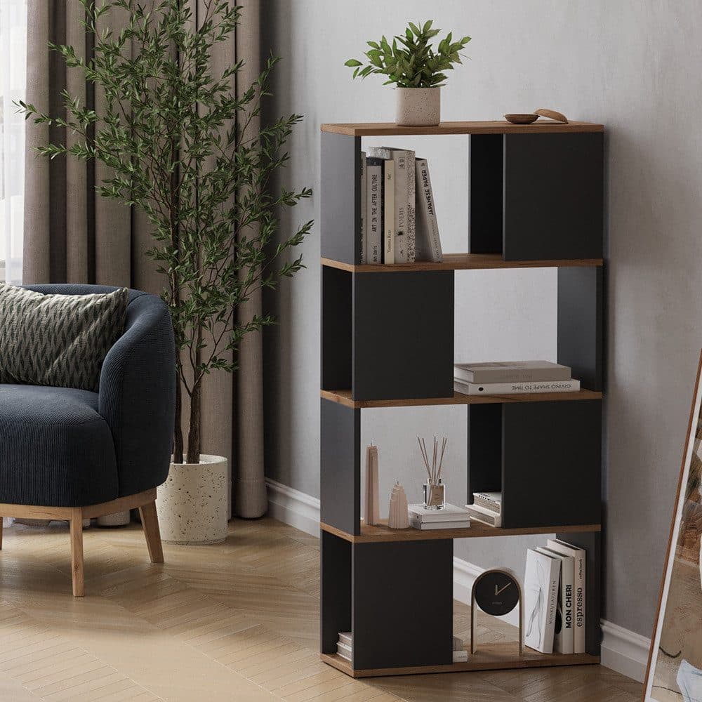 Vicco Raumteiler Eneos Anthrazit Goldkraft Eiche Modernes Regal - Bild 2