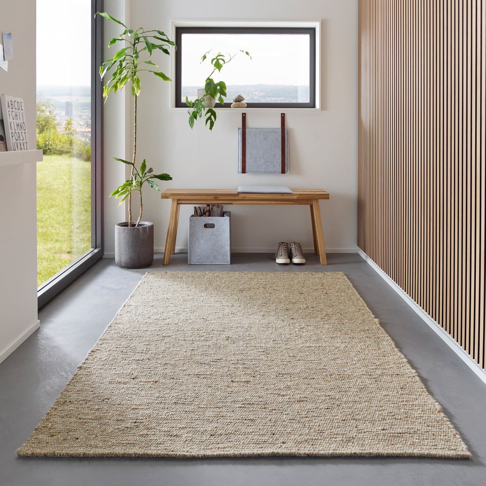 TaCa Home Wollteppich Gewalkt Grau Meliert Handweb - Bild 2