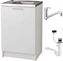 STAMAR Spülenschrank Küchenschrank 60cm Weiß Spüle 60x50 Armatur Chrom Drehbar Bild 2