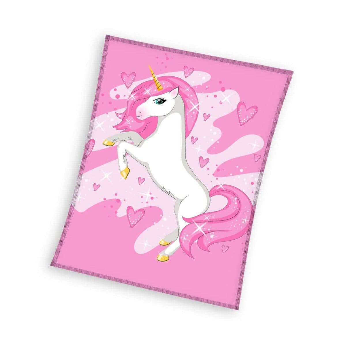 Einhorn Pink Heart Fleece Decke 150x200cm, einhorn, Geschenkidee für Mädchen und Jungen