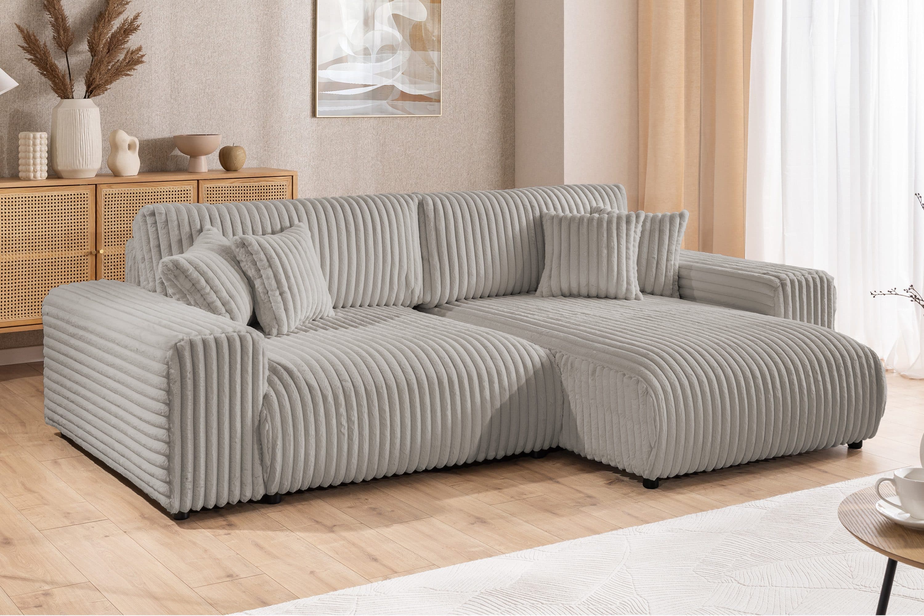 S-Style Möbel Ecksofa Mollis mit Schlaffunktion und Bettkasten Hellgrau - Bild 2
