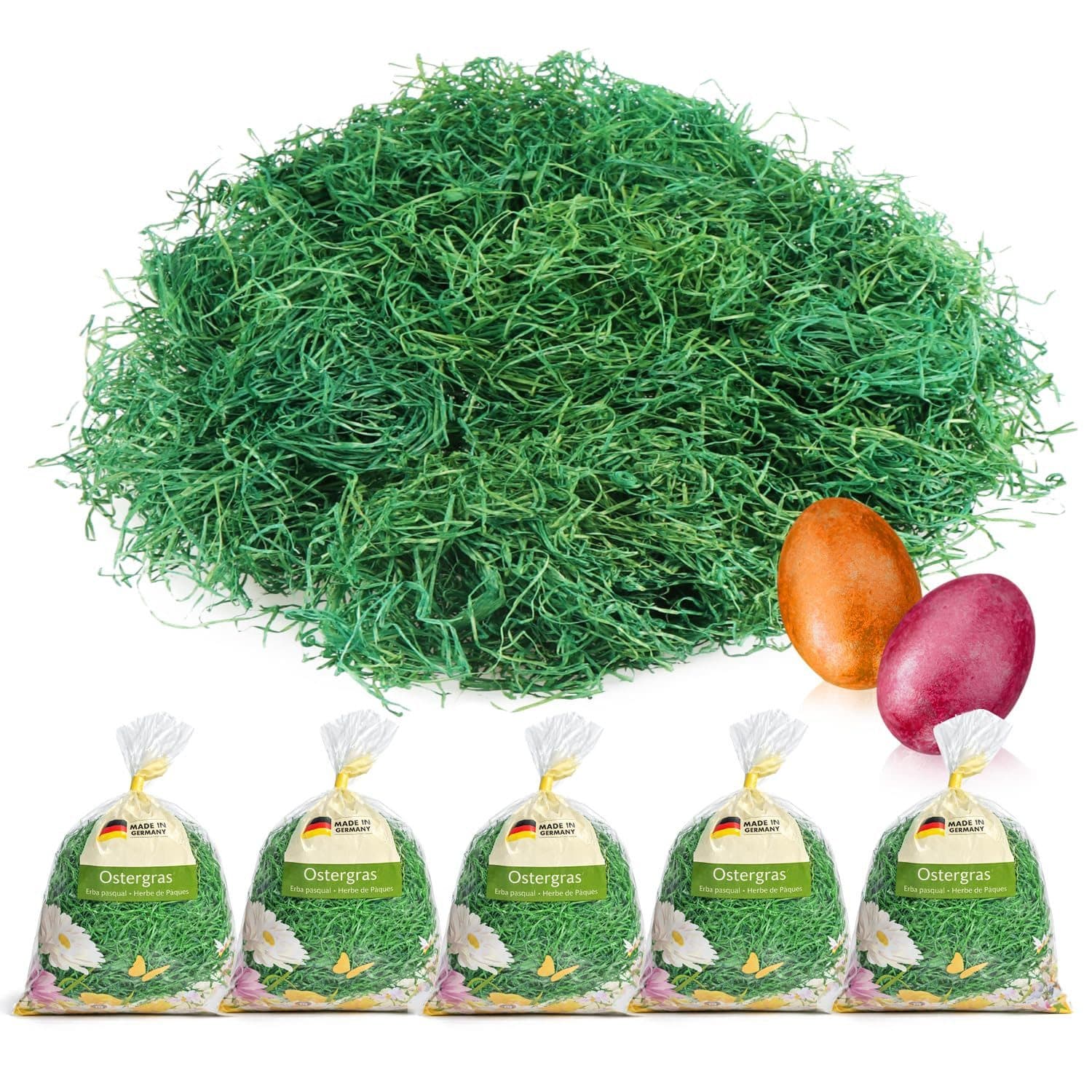 com-four Streudeko Osterdeko Basteln Holzwolle für Osterkörbe Grün - Bild 2