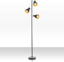 B.K.LICHT Stehlampe 3-flammig Schwarz-Gold Retro Design Bild 2