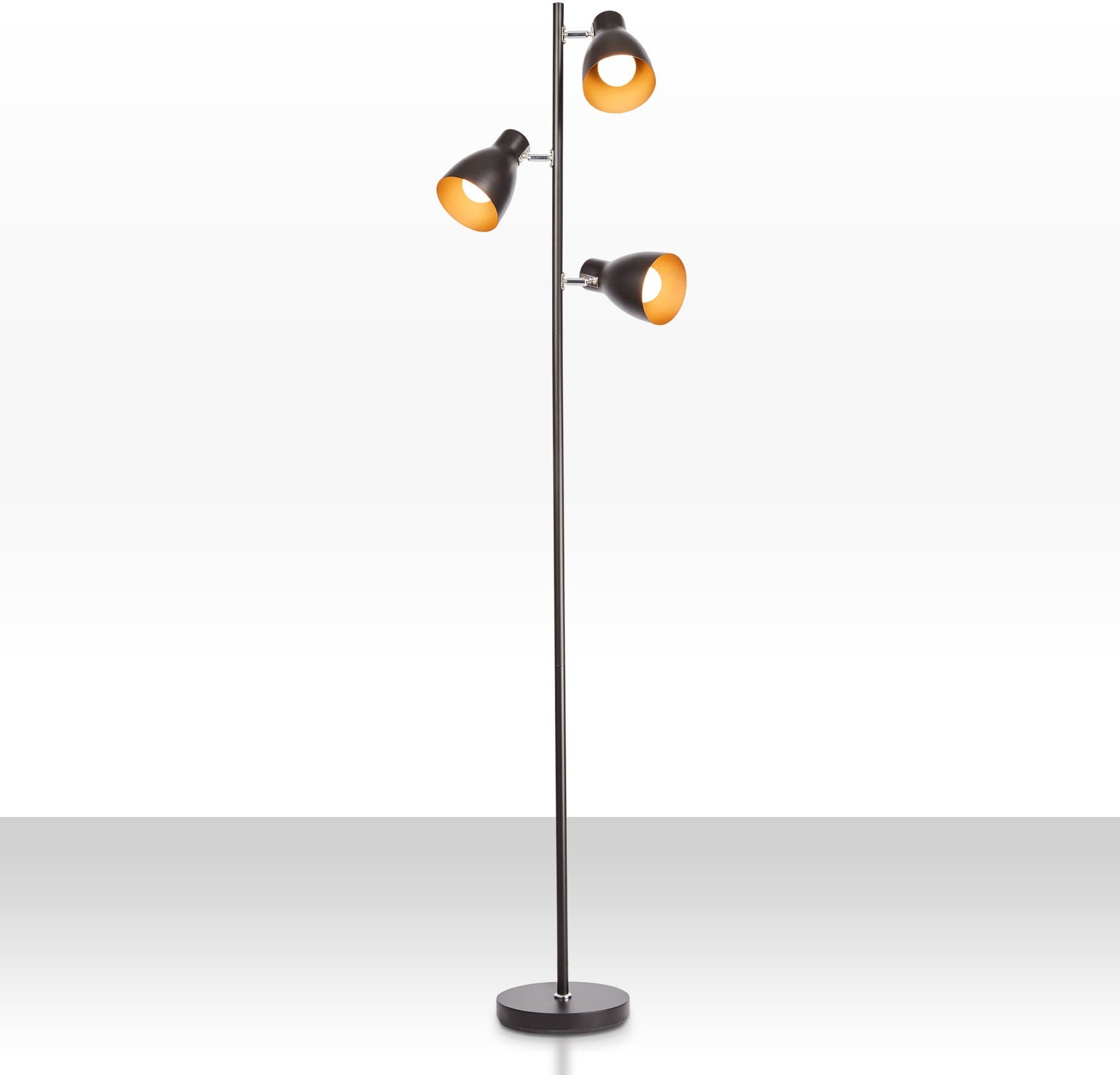 B.K.LICHT Stehlampe 3-flammig Schwarz-Gold Retro Design - Bild 2