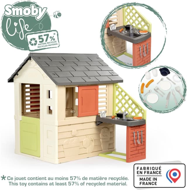 Smoby Spielhaus Smoby Life Natur mit Recycling-Kunststoff