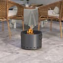 Outsunny Feuerschale mit Griff, Schürhaken und Funkenschutz, Metall Dunkelgrau Bild 2